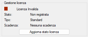 Riquadro stato licenza nella Dashboard