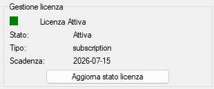 Licenza attiva — indicatore verde