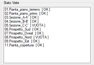 Lista stato viste con indicatori OK e VUOTA