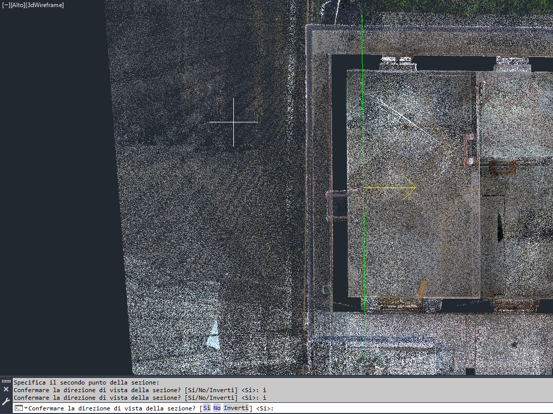 Anteprima della linea di sezione con direzione invertita sul viewport CAD