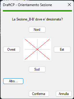 Bussola con modalità Altro selezionata — X rossa