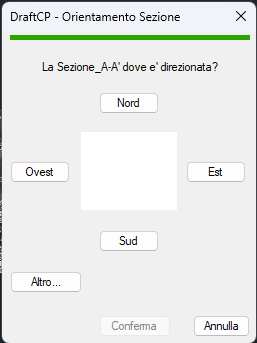 Bussola orientamento sezione — nessuna direzione selezionata